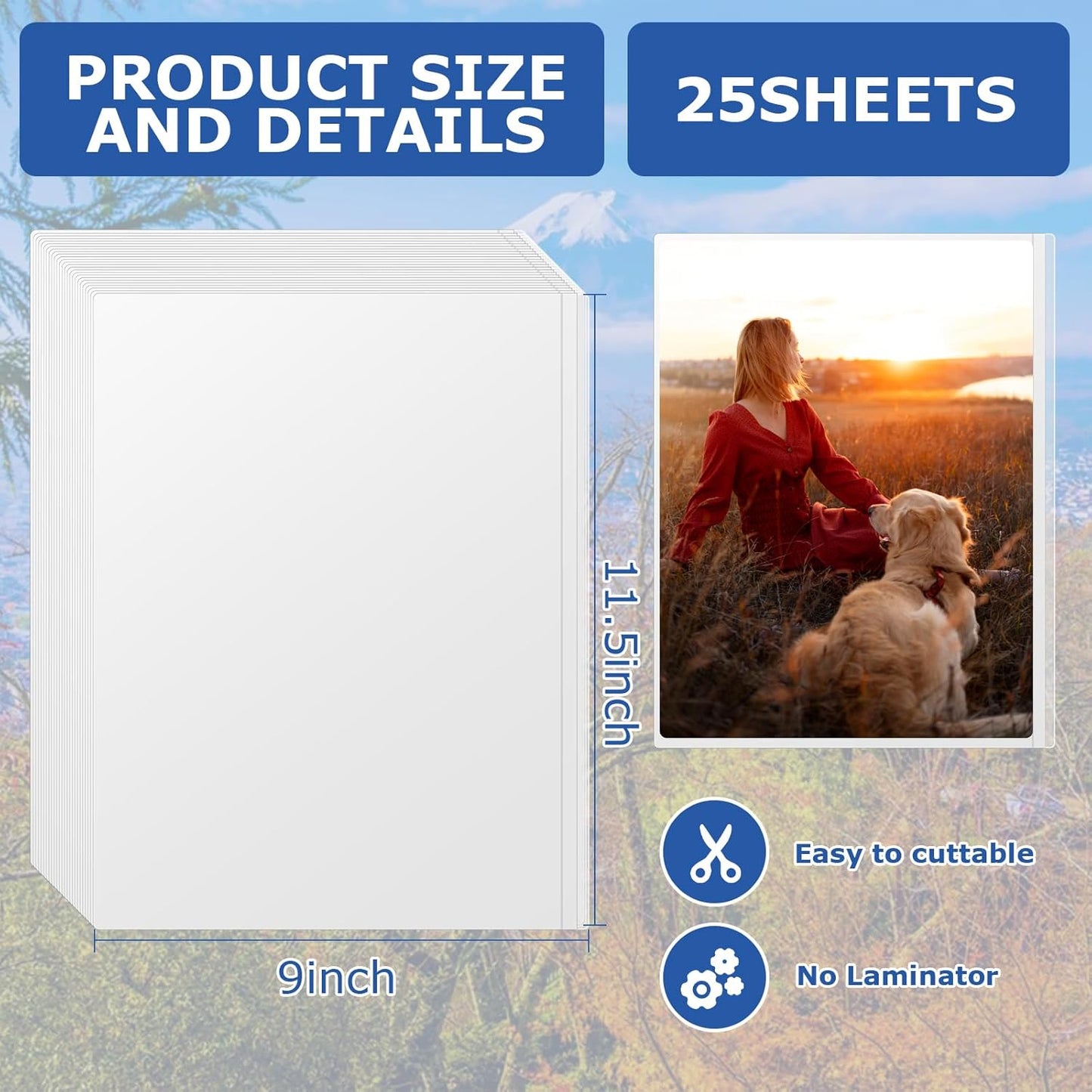 25 Sheets Self Seal Laminating Pouches 8.5 * 11inch Self Adhesive Laminating Sheet No Heat No Laminating Machine Needed for Letter Size Card