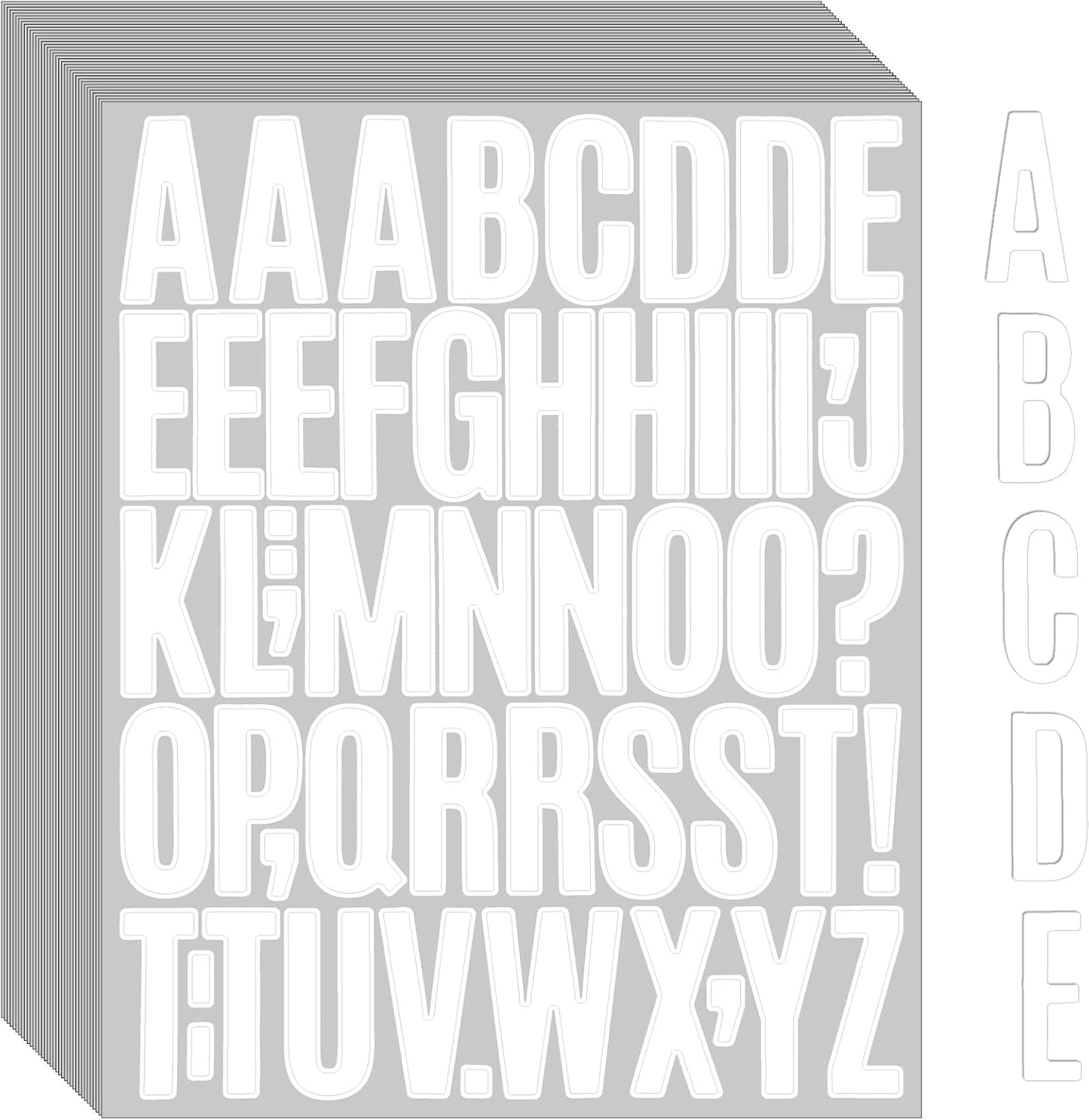 Bemeol 1872 Pieces Letter Stickers 36 Sheets 2 Inch Alphabet Letter Stickers Vinyl Self Adhesive Sticker Letters for Bulletin Board Home Classroom Mailbox Decor(White)