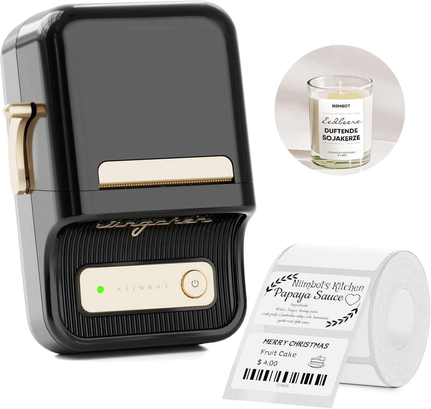 NIIMBOT B21 Label Printer,Bluetooth Thermal Label Maker,Ideal for Home Organization,Business,Ofice,50x30mm Label,230Pcs(Black)