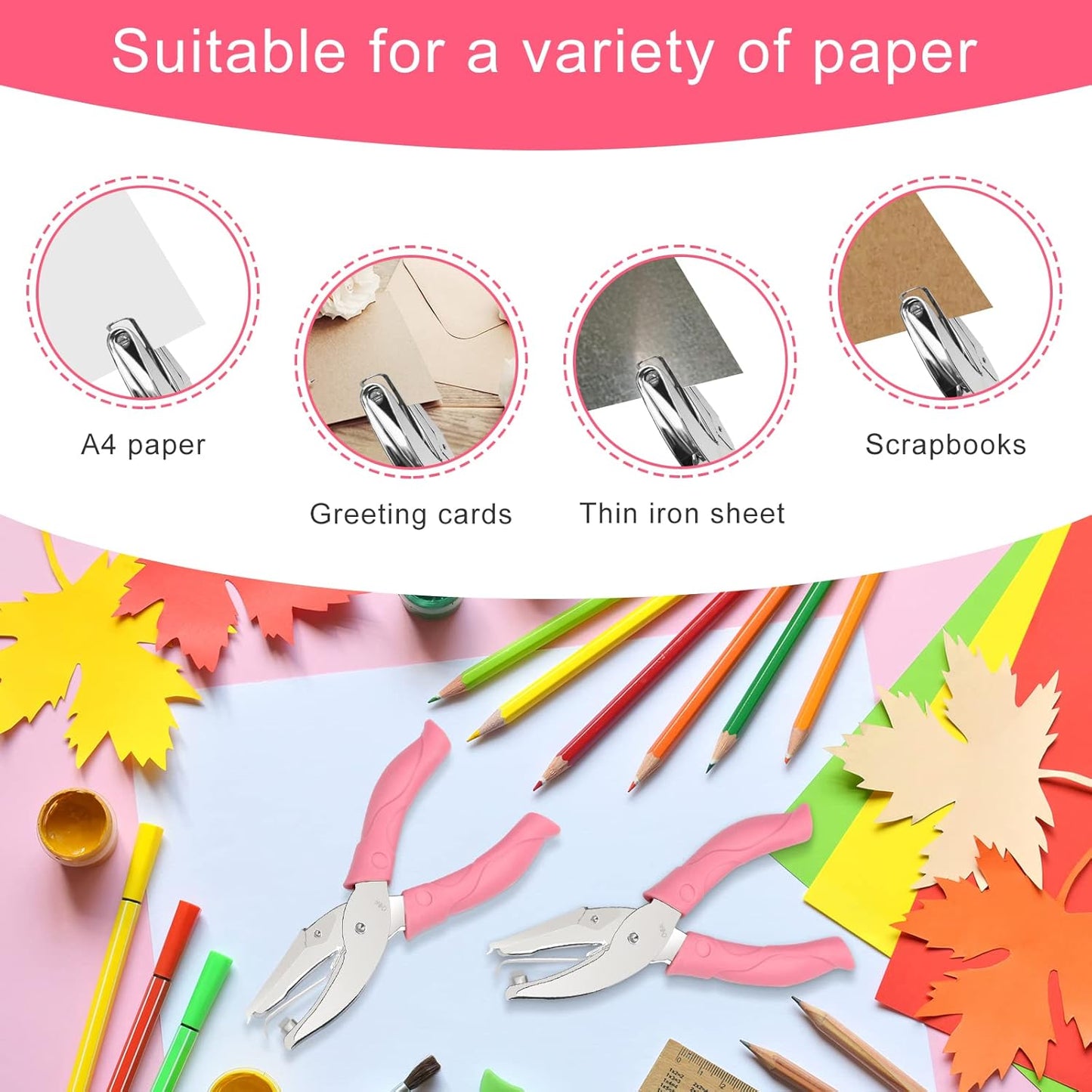 2 Pieces Heart and Star Handheld Hole Paper Punch Metal Single Hole Paper Punch Punchers with Soft-Handled Tags for Clothing Ticket DIY Craft Tags Scrapbook Tool, 1/4 inch