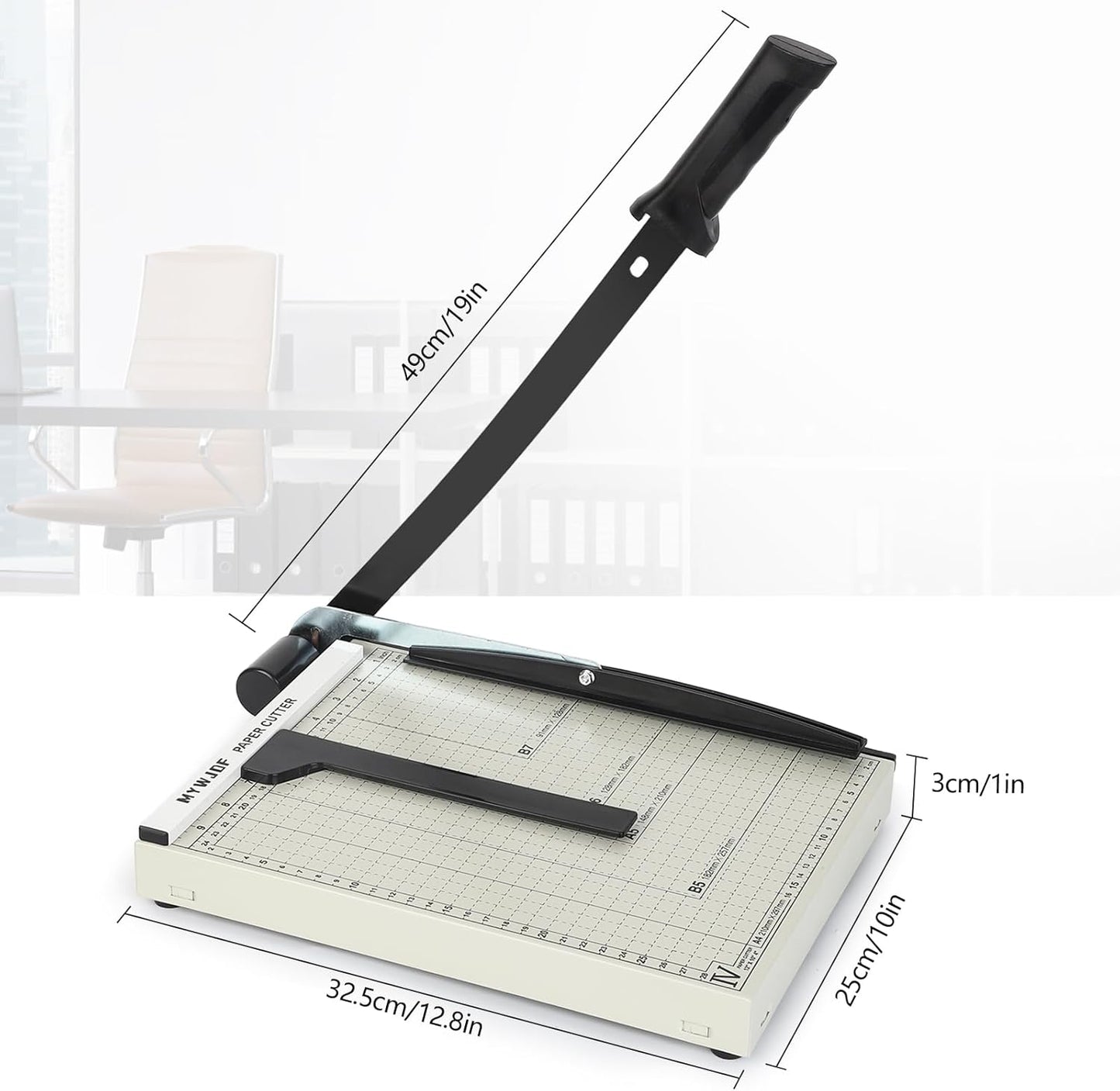 Paper Cutter Guillotine Paper Cutter Paper Trimmer Paper Cutter with 8 Sheet Capacity Paper Slicer with SafetyGuard and Blade Lock, Paper Cutter Slicer for Office Home School Gray