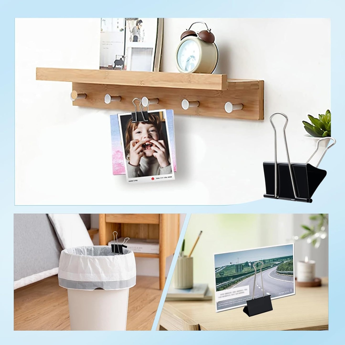 Jumbo Binder Clips 3 Inch, Black, Binder Clips Extra Large Heavy Duty for Office Supplies (6)