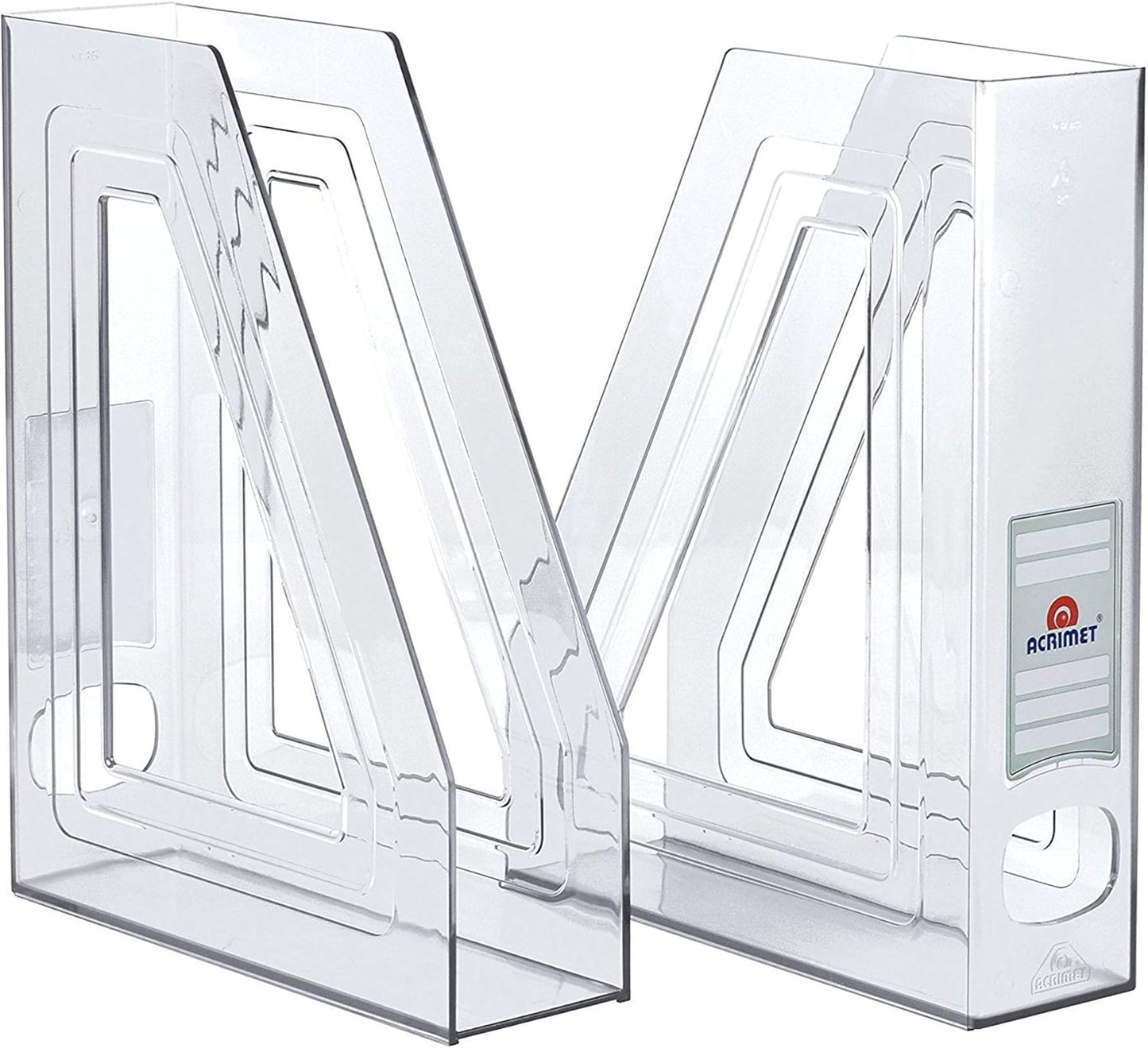 Acrimet Magazine File Holder, Durable Rack, Space-Saving Organizer (Plastic) (Clear Crystal Color) (2 pack)