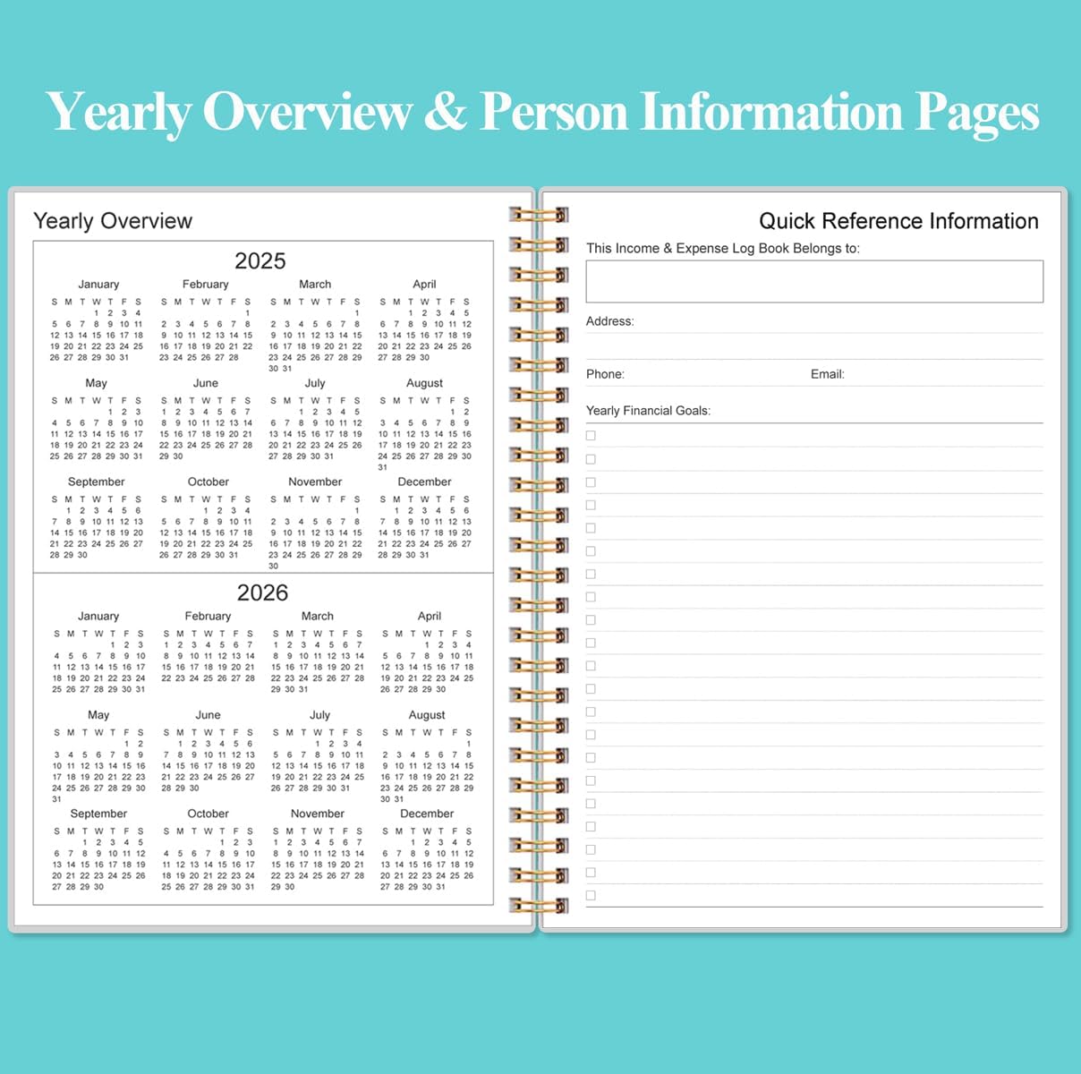 Heveboik Income & Expense Log Book - A5 Income and Expense Tracker for Small Business, Accounting Bookkeeping Tracking for Woman and Man, 5.8" x 8.3", Blue Flower