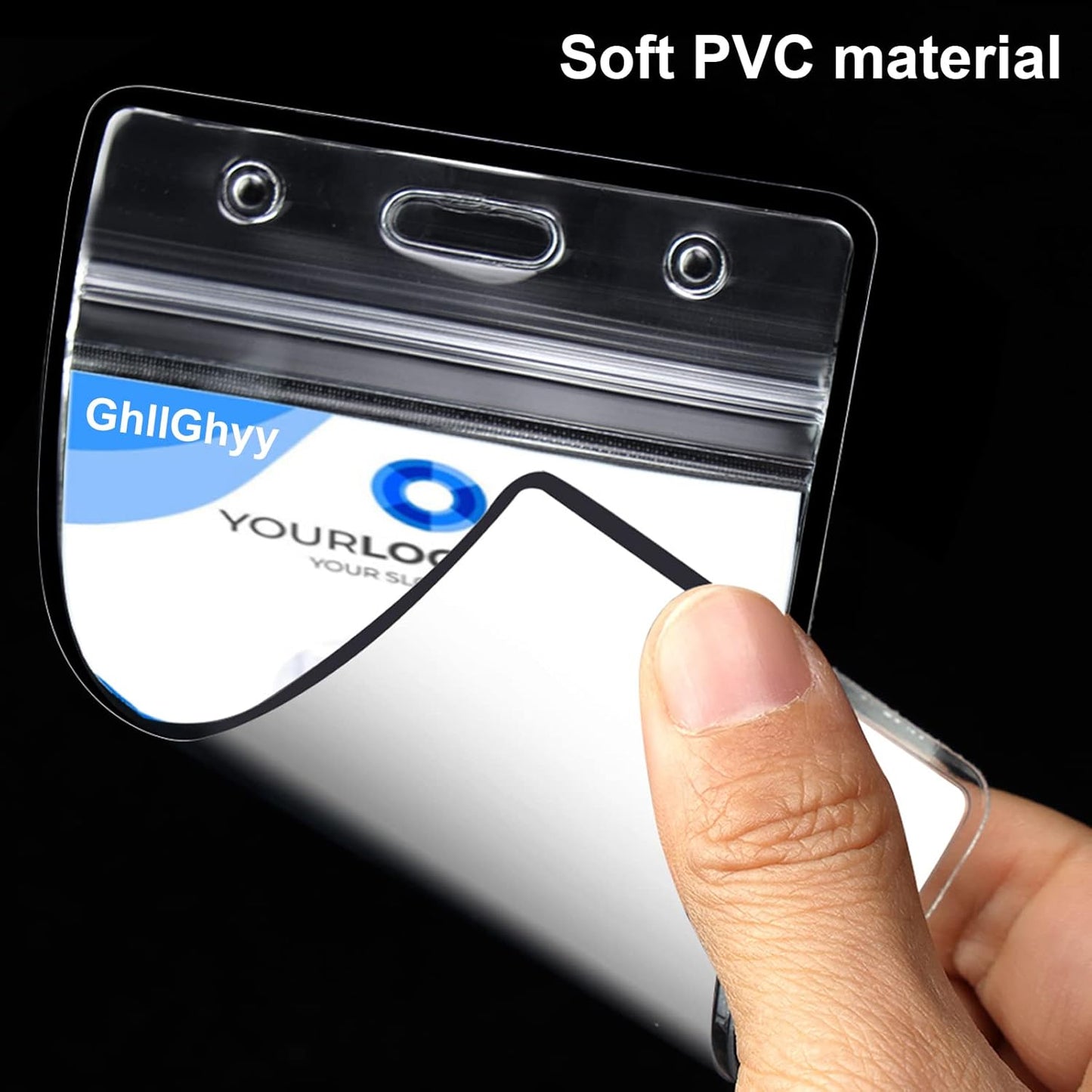 20 Pack Extra Thick Name Badge Holders, Heavy Duty & Sealable Waterproof Vertical ID Badge Holders, Durable Clear PVC Plastic Badge Sleeve for Credit Card/Shcool Work Badge/Room Key/RFID