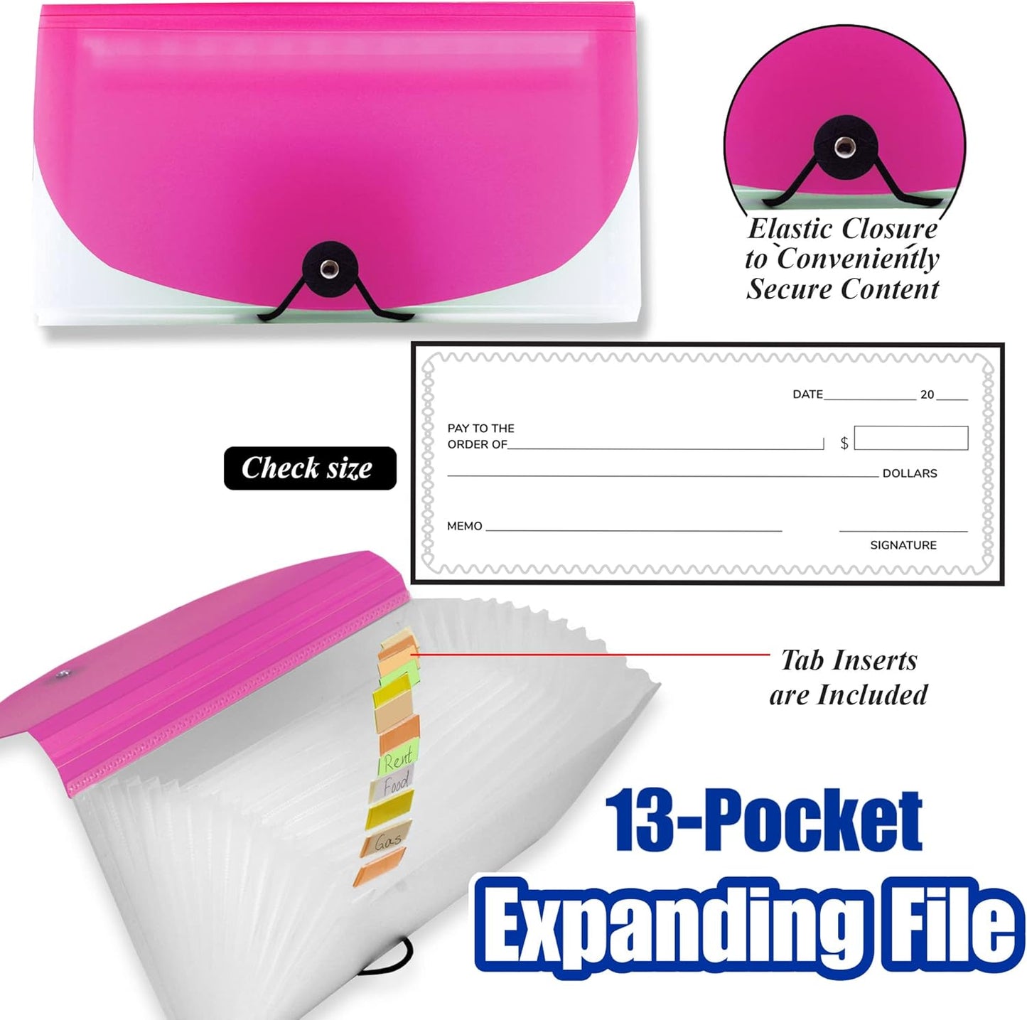 BAZIC Expanding File Folder 13 Pockets, Coupon Size Plastic File Folders w/Color Tabs Pocket, Home Office Supplies, Check Bills Receipts Organizer, 72-Packs