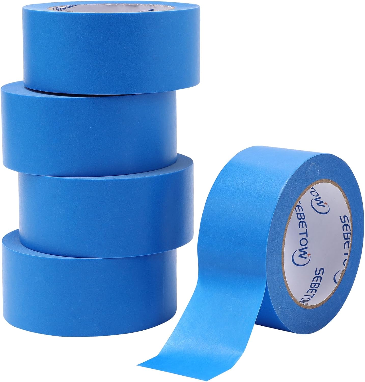 Blue Painters Tape 2 Inch Bulk - Blue Tape for Painting Automotive Walls Packing Removable NO Residue, Paint for Indoors & Outdoors, 2 Inches x 55 Yards x 5 Rolls