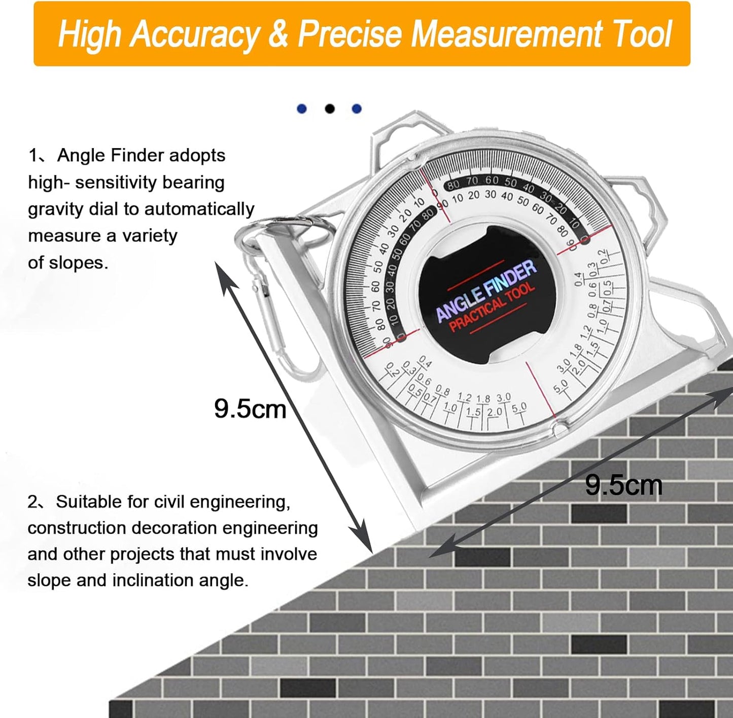 Angle Finder Inclinometer Protractor Magnetic Angle Finder Angle Measuring Tool Tilt Level Meter Slope Locator Angle Measurement Engineering Clinometer Angle Meter Gauge for Household Industrial Use