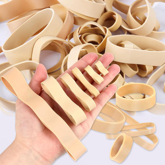 60 Mixed Count Heavy Duty Rubber Bands 6 Size Black Thick Wide Rubber Bands Assorted Size for Hiking Camping Survival Sports Supplies (Light brown)