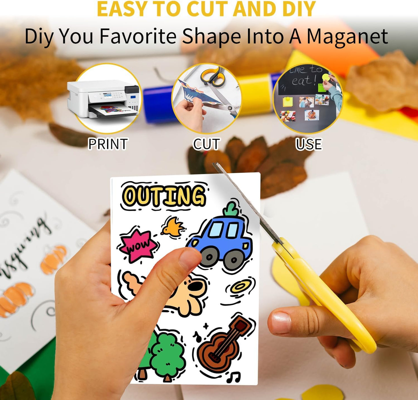 30 Sheets 8.5x11 Inches Printable Magnetic Sheets for Inkjet Printers, Glossy White Magnetic Print Paper, 12mil Thickness, Flexible Magnet Photo Paper for Refrigerator DIY Crafts