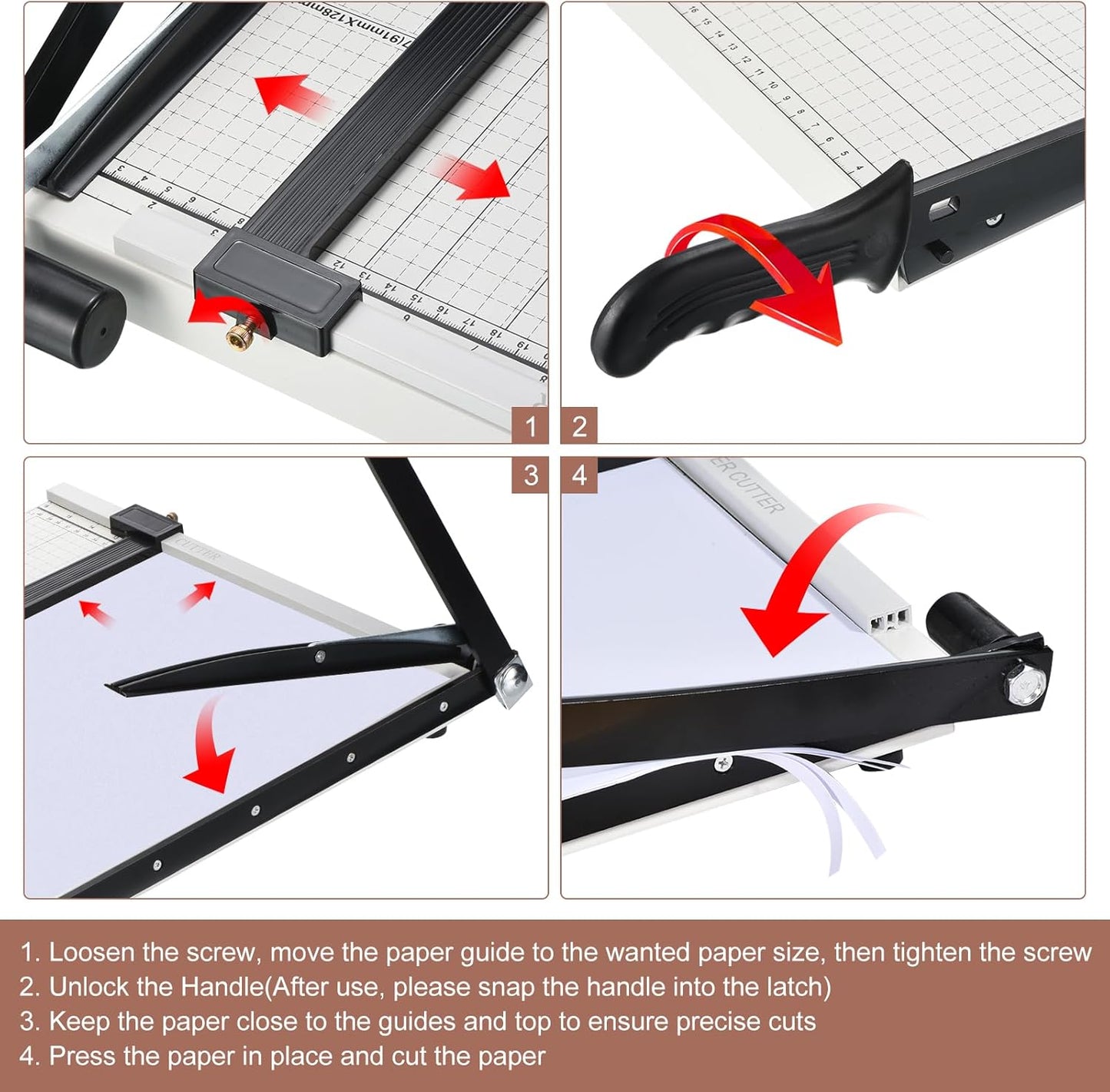 PATIKIL Paper Cutter B3 Stack Paper Trimmer for Cardstock, 21" Cutting Length, Guard Rail Paper Press Tool, Adjustable Guide, Metal Base, 12-Sheet Capacity, Paper Slicer for Office, Home