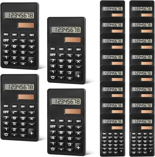 Basic Calculator, Mini Calculators Pocket Size Basic Calculators, 8 Digit Display Solar Battery Dual Power Function Calculator Bulk for Students Kids School Home Office (20)