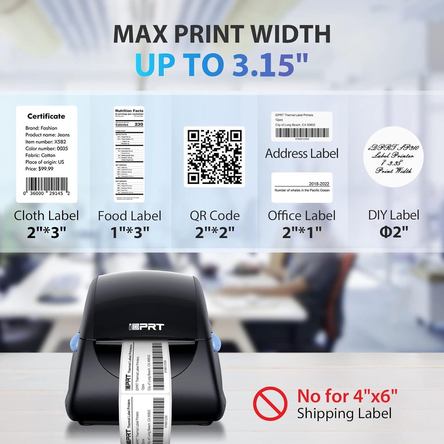 iDPRT Label Printer - SP310 Thermal Label Maker with Auto Label Detection, 1"-3.15" Print Width for Home, Office&Small Business, Suitable for Barcode, Address, Filling and Storing, Support Windows&Mac