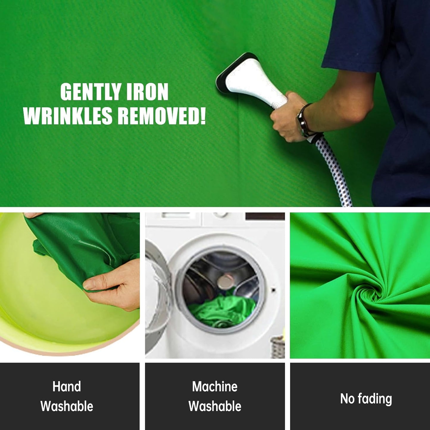 BEIYANG 10 X10 FT Green Backdrop Cloth for Photography, Large Green Screen Background for Photoshoot, Cloth Fabric Curtain Chromakey Video Photoshoot Studio YouTube Conference Streaming