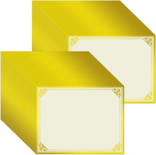 200 Sheet Gold Foil Award Certificate Paper Bulk 8.5 x 11 in for Printing Customizable Blank Cardstock Gold Border Certificate Laser and Inkjet Printer Friendly for Graduation Diploma Achievement