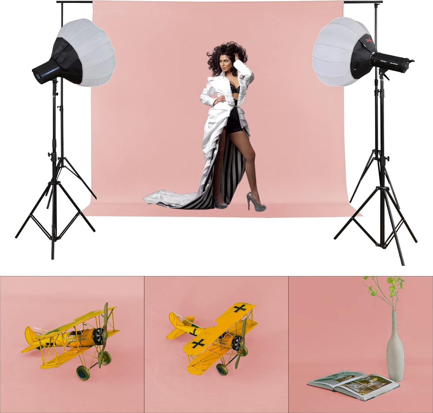 Joccun 8X10FT Light Pink Backdrop Background for Photography,Polyester Backdrop Curtain Background Screen for Photography,Photoshoot,Video Recording,Studio(8X10ft,Light Pink)