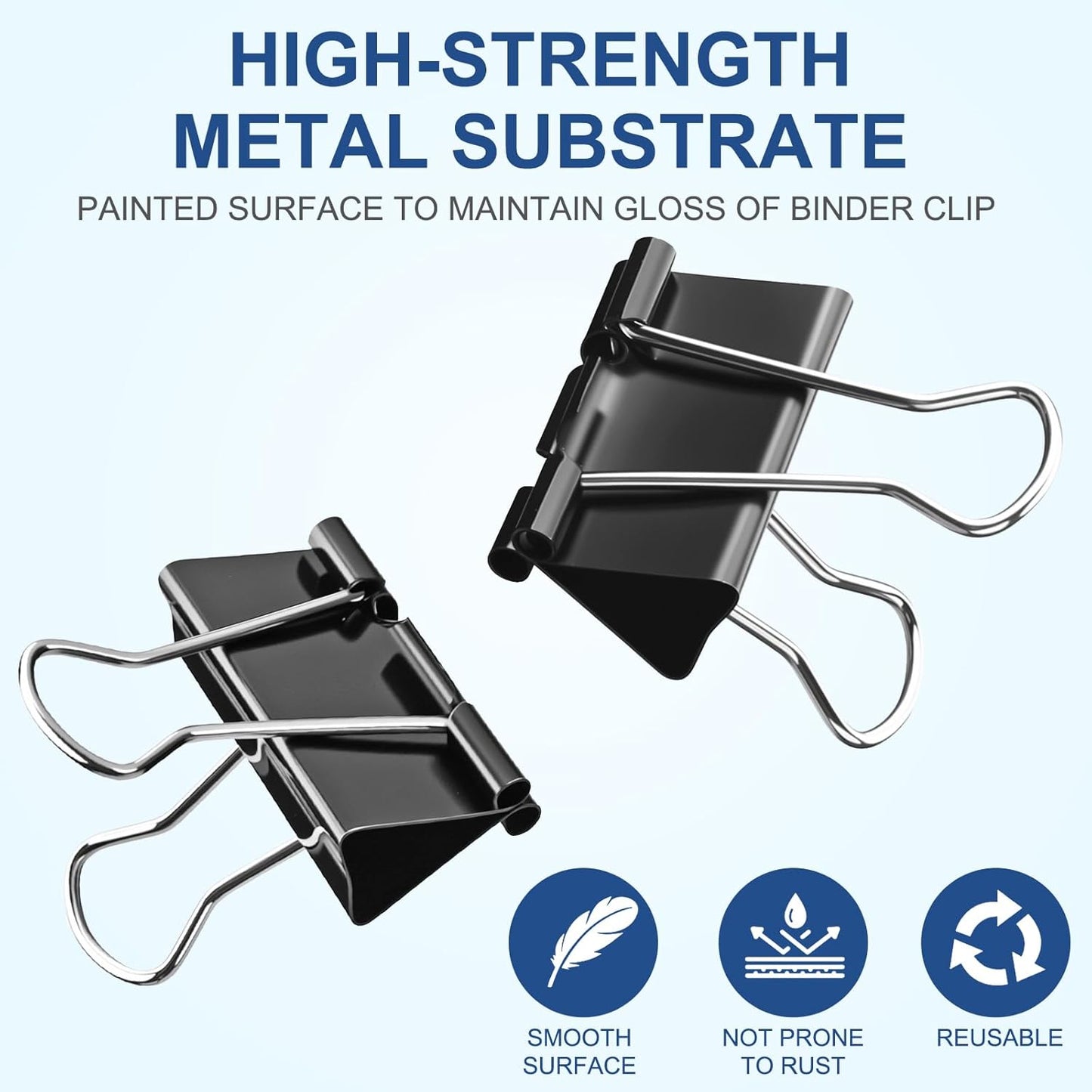 60 Pack Large Binder Clips 1.6 Inch, Binder Clips Large Size,Big Paper Clamps Clips, Clips for Paperwork, for Office and Home Supplies School, Black