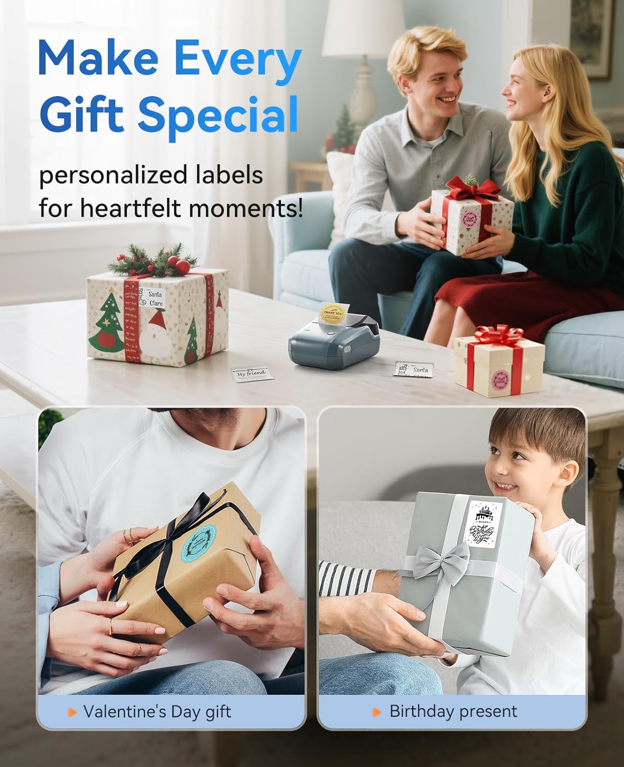 NIIMBOT B1 Label Maker Machine with Tape, Thermal Label Printer Easy to Use for Office, Home, Business, 2 Inch Label Maker with 2'' x1.18'' Labels