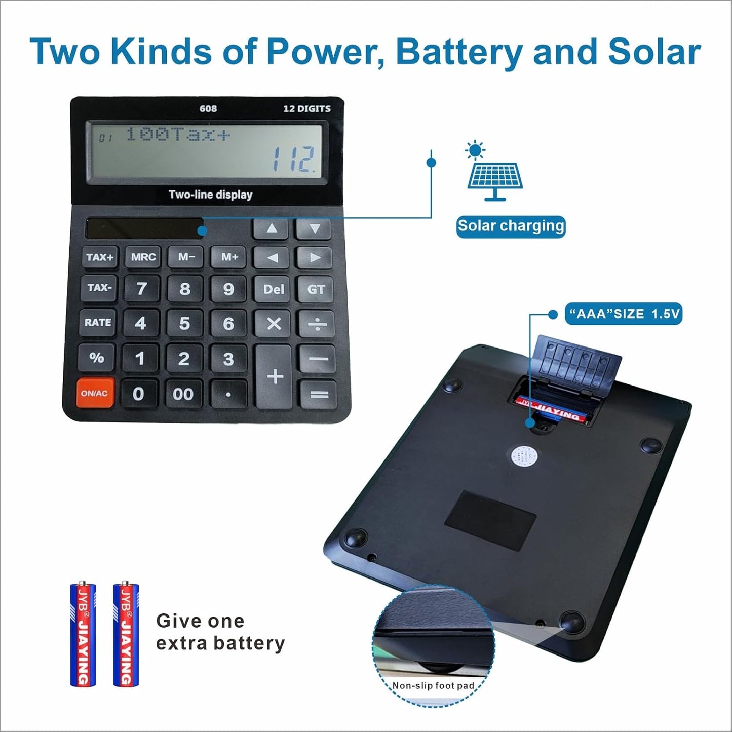 Battery and Solar Unique 120-Step Calculation Check Memory 12 Digit 2 Line Extra Large Calculator Big Buttons and 5.5" LCD Display, Configurable Tax Rate Financial Calculator for Tax Calculations