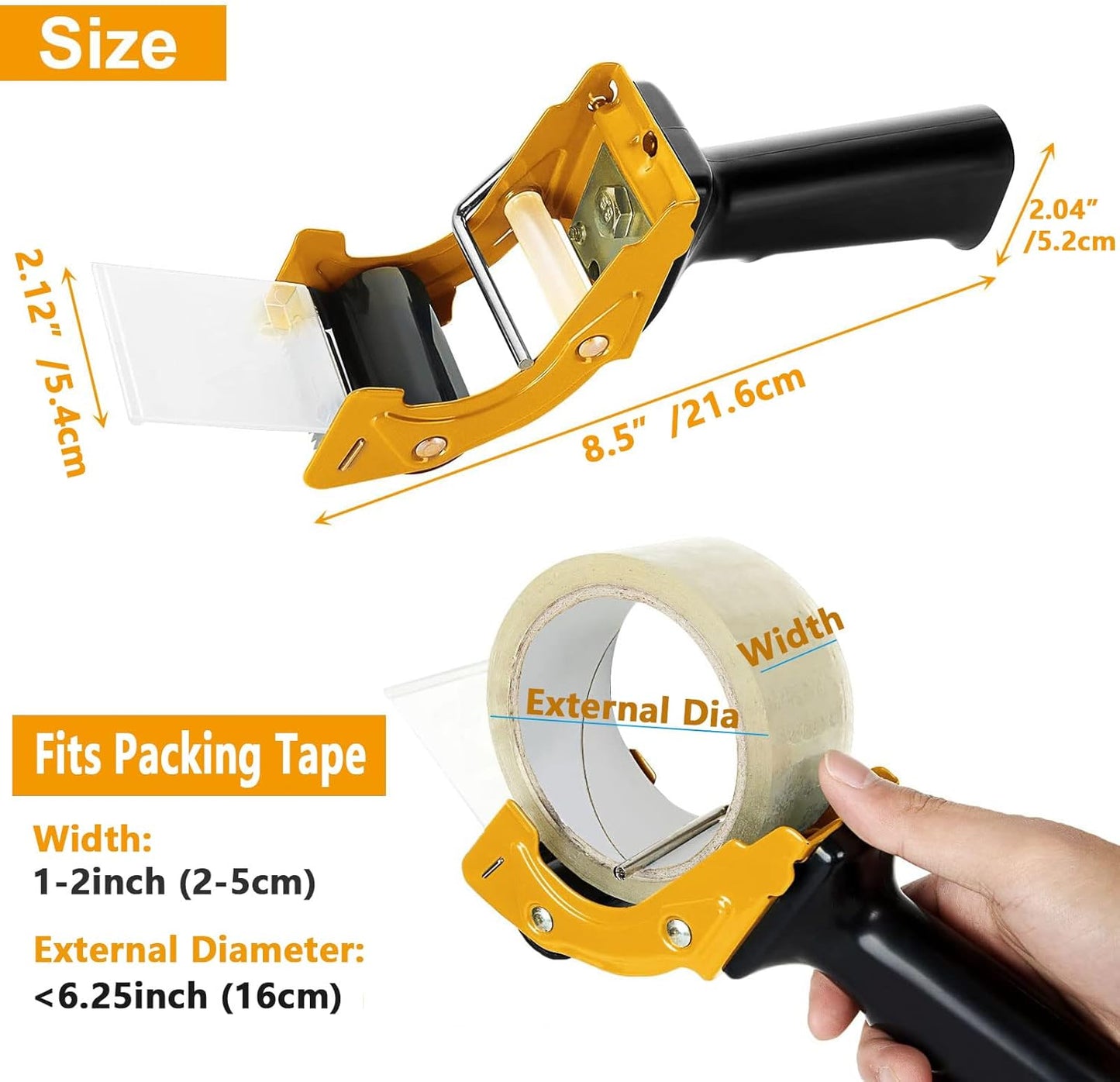 Acrux7 2 PCS 2 Inch Packing Tape Gun, Packing Tape Dispenser Guns with Ergonomic Grip, Handheld Tape Gun Dispenser Heavy Duty Tape Sealing Cutter for Carton Packaging, Boxes Sealing