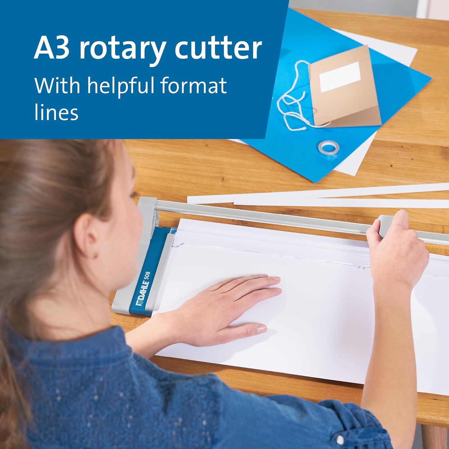 Dahle 508 Personal Rotary Trimmer, 18" Cut Length, 5 Sheet Capacity, Self-Sharpening, Automatic Clamp, German Engineered Paper Cutter