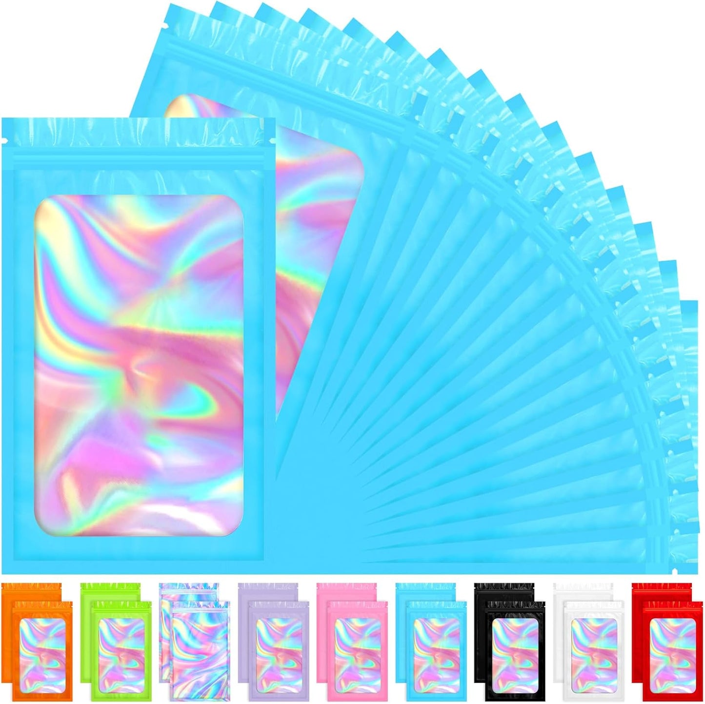 Holographic Bags, 100 PCS Packaging Bags, Resealable Bag for Small Business, Candy, Gift (2.4x3.9 Inch)