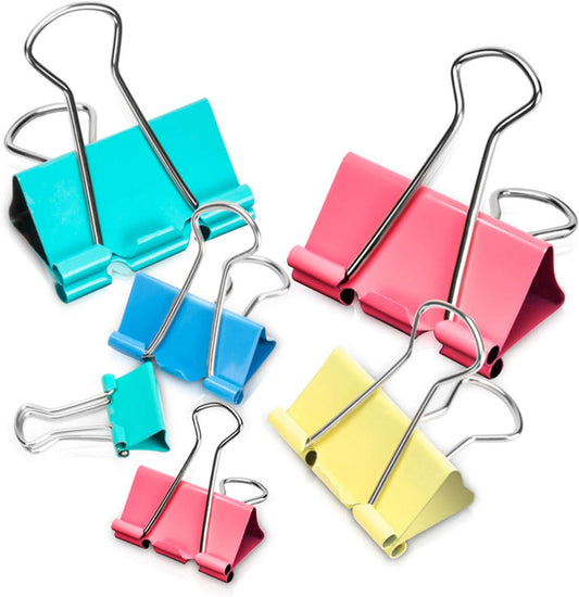 Binder Clips - Assorted Sizes 100 Count, X Large, Large, Medium, Small, Mini Paper Clamps Combination, Suitable for Office Supplies, Home, and School Use