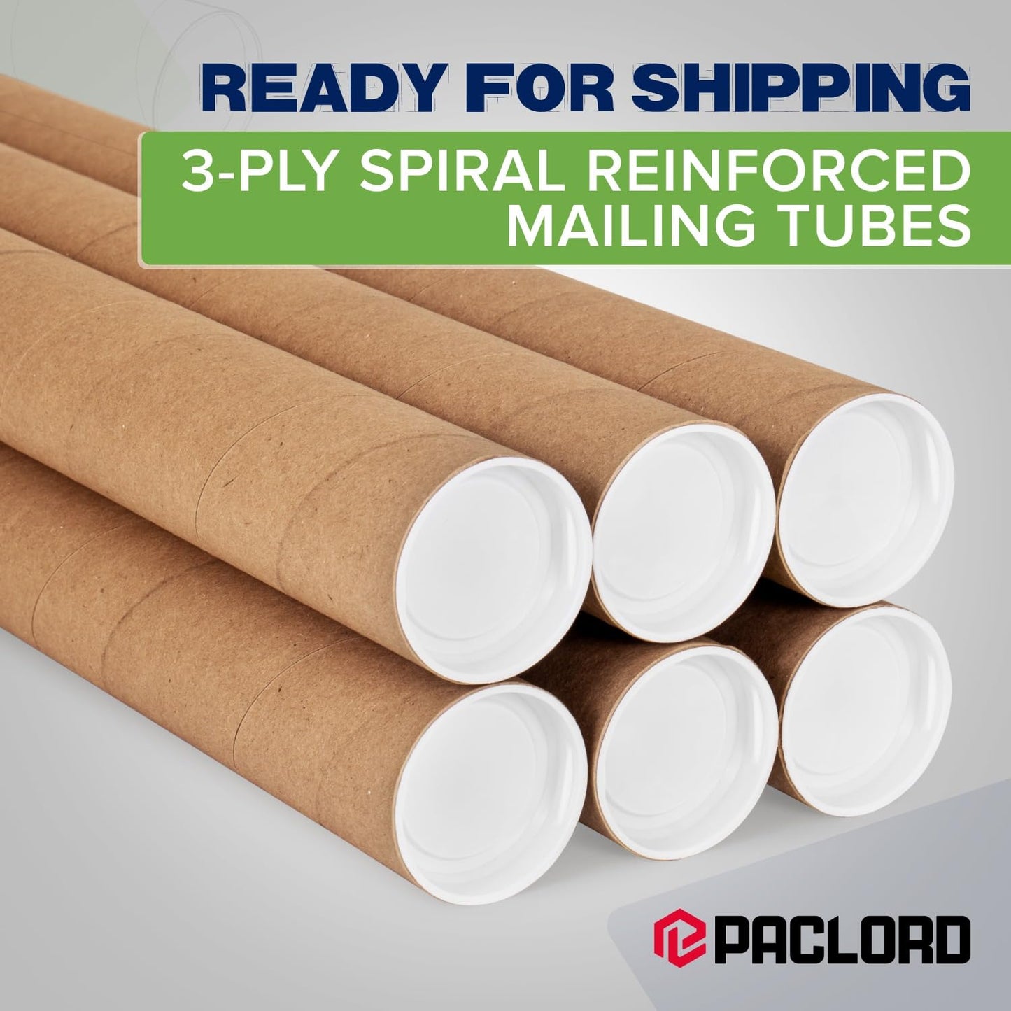 2" x 18" Reinforced Kraft Paper Mailing Tube, Pack of 4 Tubes with 8 Caps – Secure USPS Approved Poster Tube – Cardboard Tube for Shipping and Storing Posters, Prints, Artwork, or Documents