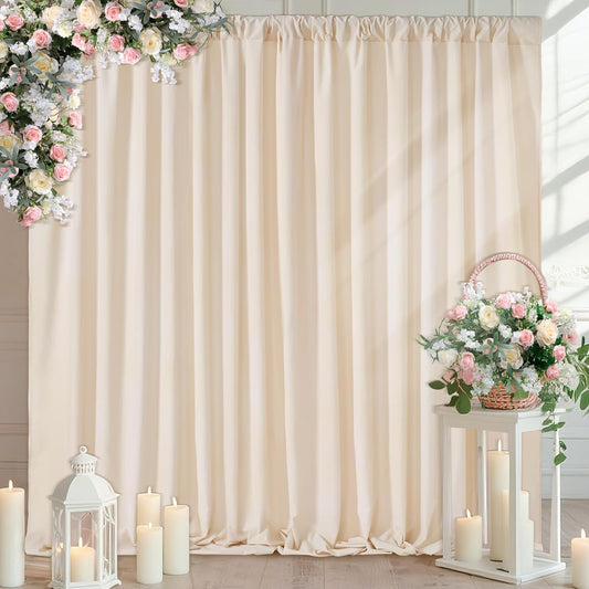 Ivory Backdrop Curtains 2 Panel 5ft x 10ft Polyester Fabric Wedding Backdrops for Arch Party Stage Ceremony Photography Background Decoration