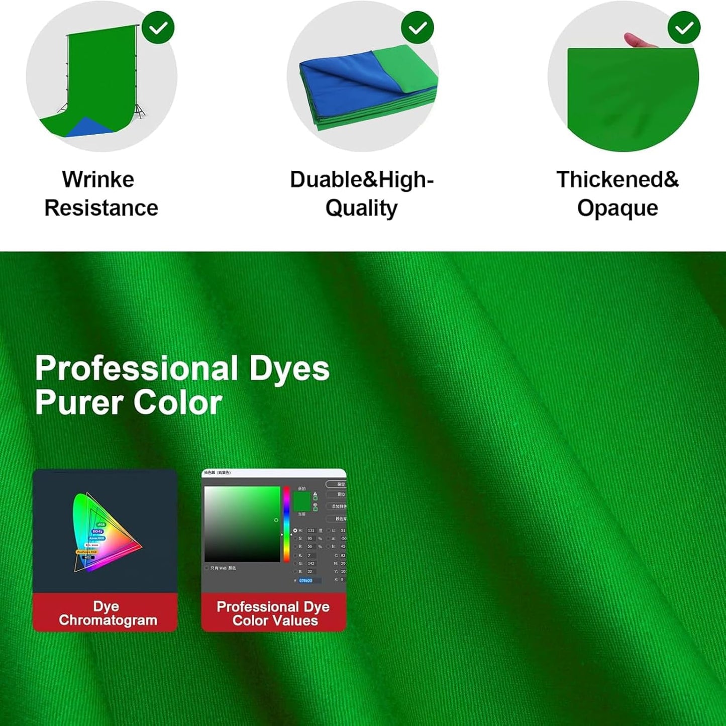 BEIYANG 10x10Ft Blue Green Backdrop Screen, Double Side Chroma Background for Photography, Photo. Product, Film, Video Shooting, Thick Backdrop Cloth for Keying