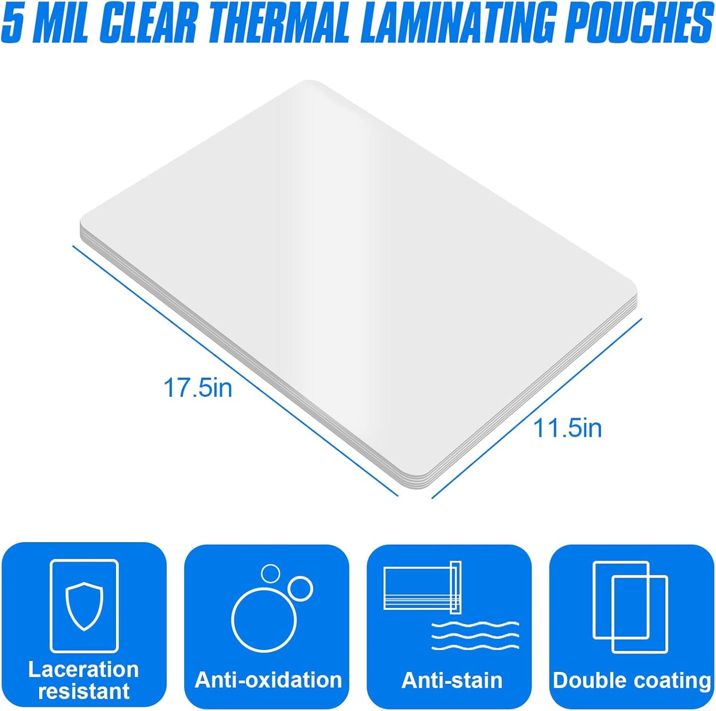 HERKKA 100 Pack Laminating Sheets, Hold 11 x 17 Inch Sheet, 5 Mil Clear Thermal Laminating Pouches 11.5 x 17.5 Inch Lamination Sheet Paper for Laminator, Round Corner