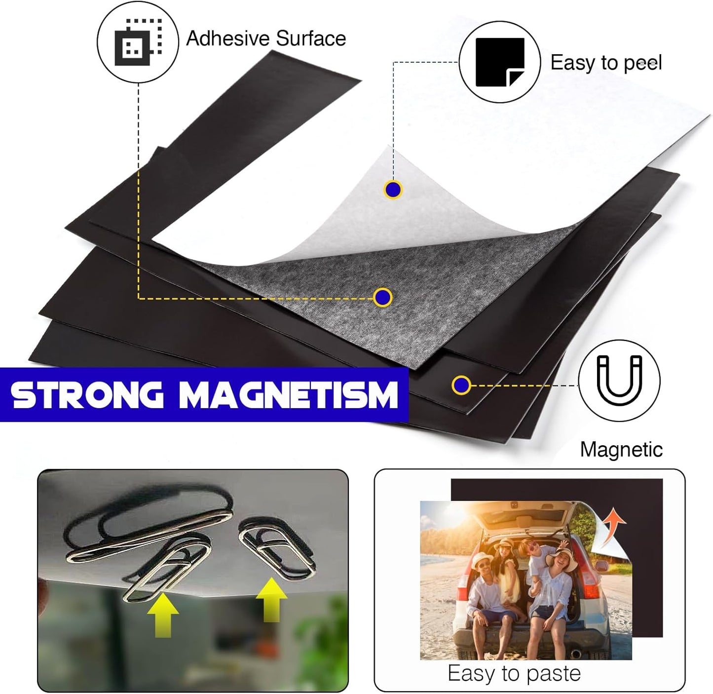 90 Pieces Picture Magnetic Adhesive Sheets (8" by 10"),8X10 Adhesive Magnet Sheets for Photo Frames,Self Sticky Magnets for Sticker