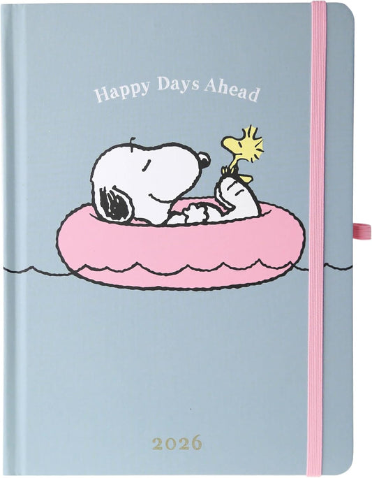 July 2025 – Dec. 2026 Planner by Graphique, Weekly and Monthly Planner, 18 Months Calendar, Hardcover, Peanuts Pink Floatie, 6” x 8”