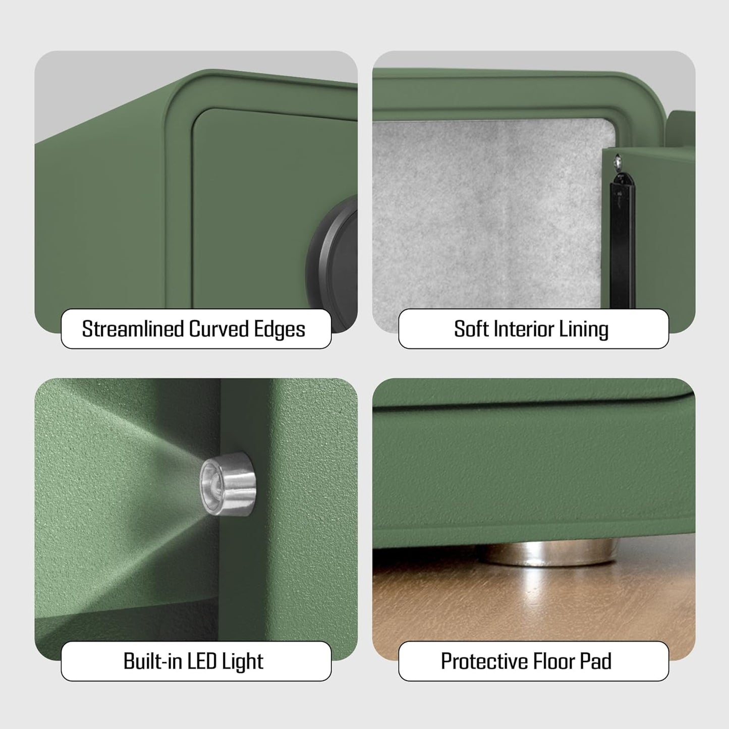 Home Safe Box, Digital Small Personal Safes, caja fuerte, Security Money Closet Electronic Lock Box with Keypad for Pistol Cash Jewelry, Document, Hotel, Dorm, Office (1.0cuft Green)