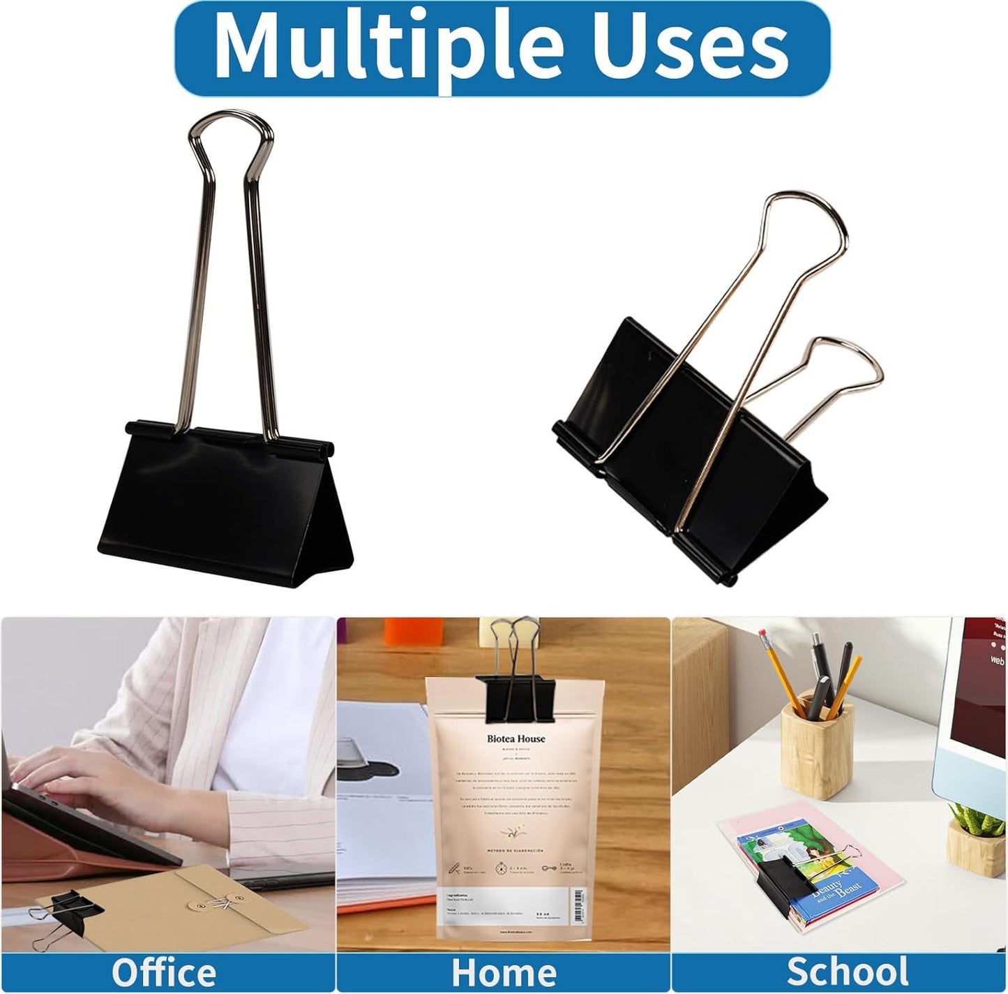 Jumbo Binder Clips 3 Inch - Extra Large Binder Clips 18 Pack, Heavy Duty Office Binder Clips for Paper, Documents, School & Office Supplies (18, 3 inch)