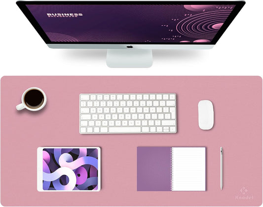 K KNODEL Large Office Leather Desk Mat, Mouse and Keyboard Pad, Computer and Laptop Mat, Desktop Protector and Cover, Writing Pad and Blotter (31.5"x15.7", Purple)
