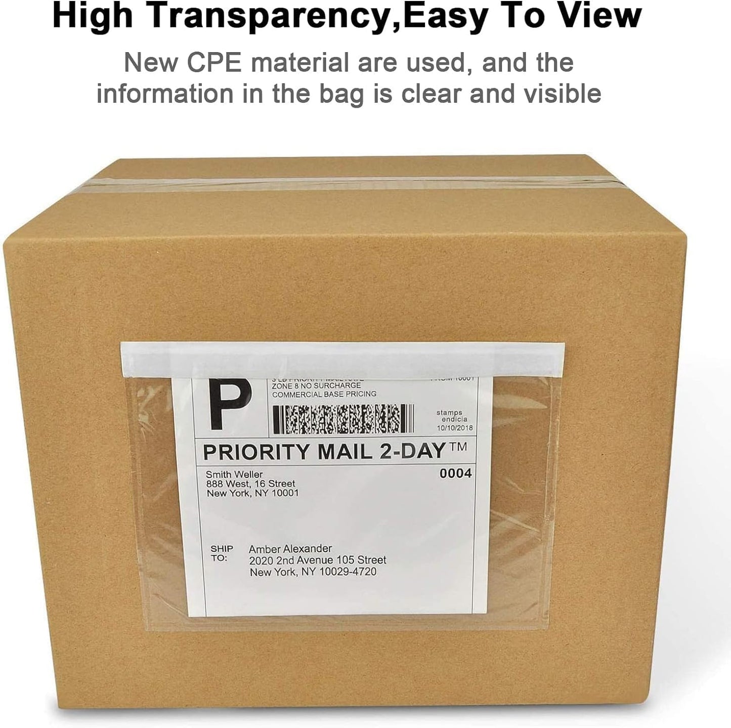 7.5'' x 5.5'' Packing List Pouches, Shipping Label Envelopes Clear Self-Adhesive Top Loading (7.5x5.5 in-100 Bags)