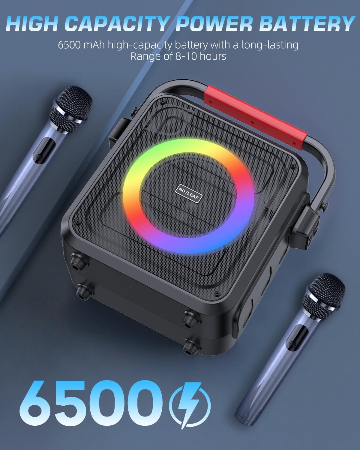 Karaoke Machine,Karaoke Machine for Adults & Kids,Portable Karaoke Speaker with 2 Wireless Microphones,PA System Supports Live/TF Card/USB/AUX//REC/TWS