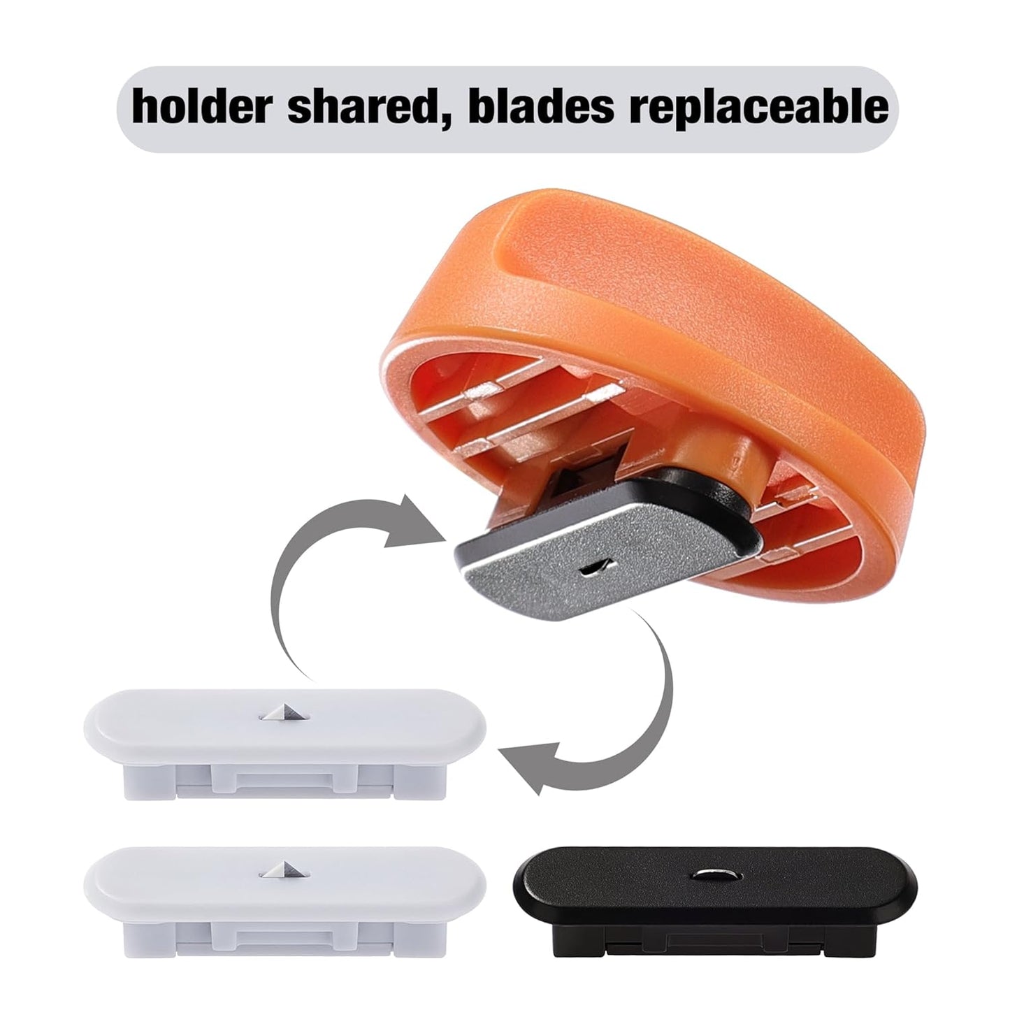 Likart 4-Pack Paper Cutter Replacement Blades Kit, Portable Trimmer Cutting Blades Compatible for Portable Trimmer/Basic Trimmer/Roll Holder,3 Cutting Blades & 1 Scoring Blades with a Holder,Orange