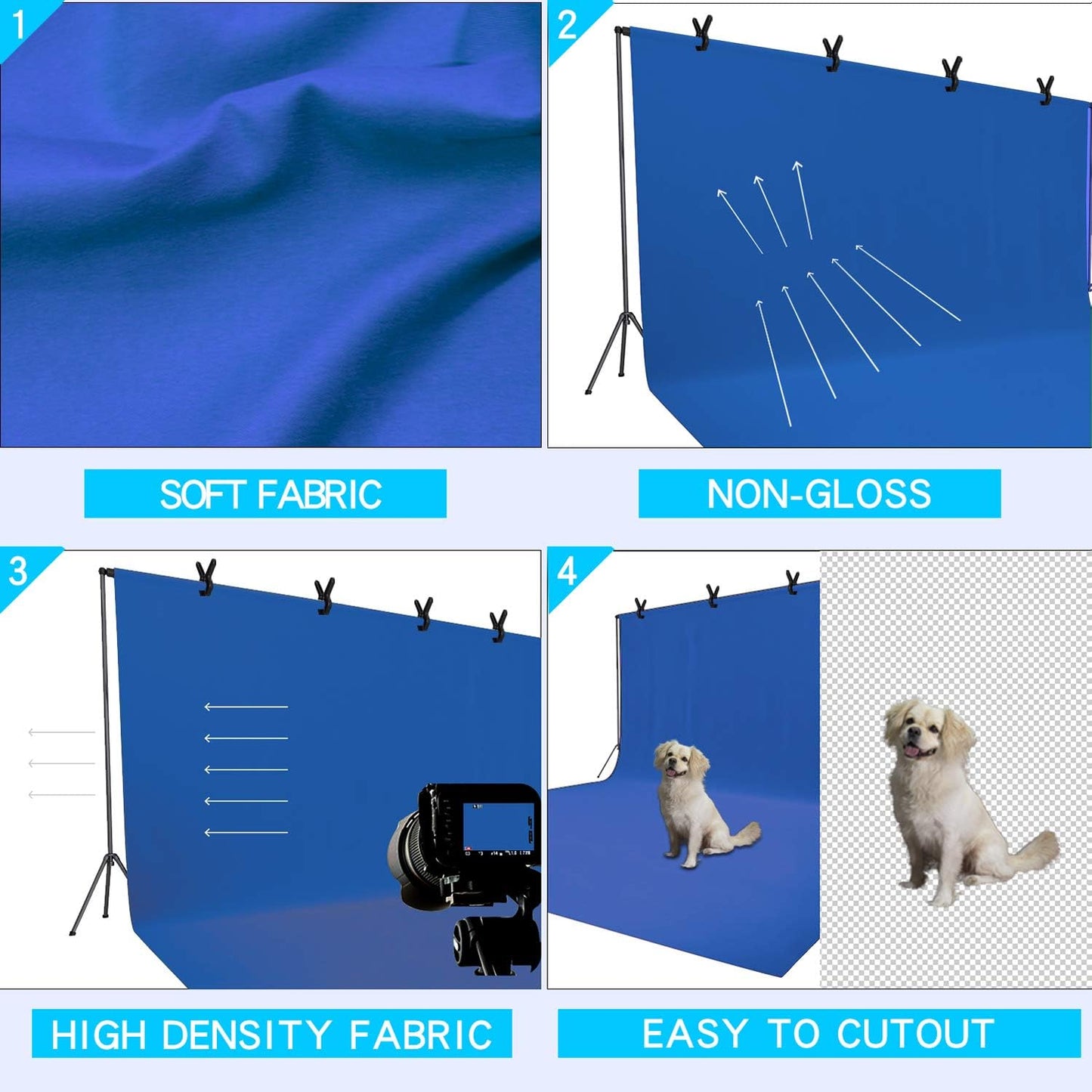 ISSUNTEX 9X15 ft Background Polester Backdrop, Photo Studio, Collapsible High Density Screen for Video Photography and Television-Blue