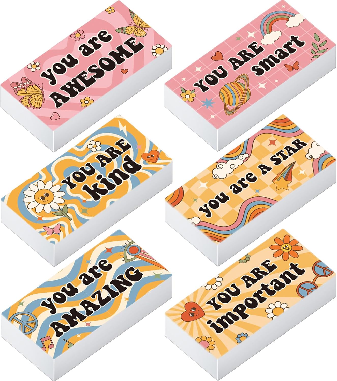 180 Pcs Inspirational Erasers for Kids Christian Pencil Erasers Bulk, Back-to-School Gifts Motivational and Cute Supplies for Students Classrooms, Drawing(Boho,Inspirational)