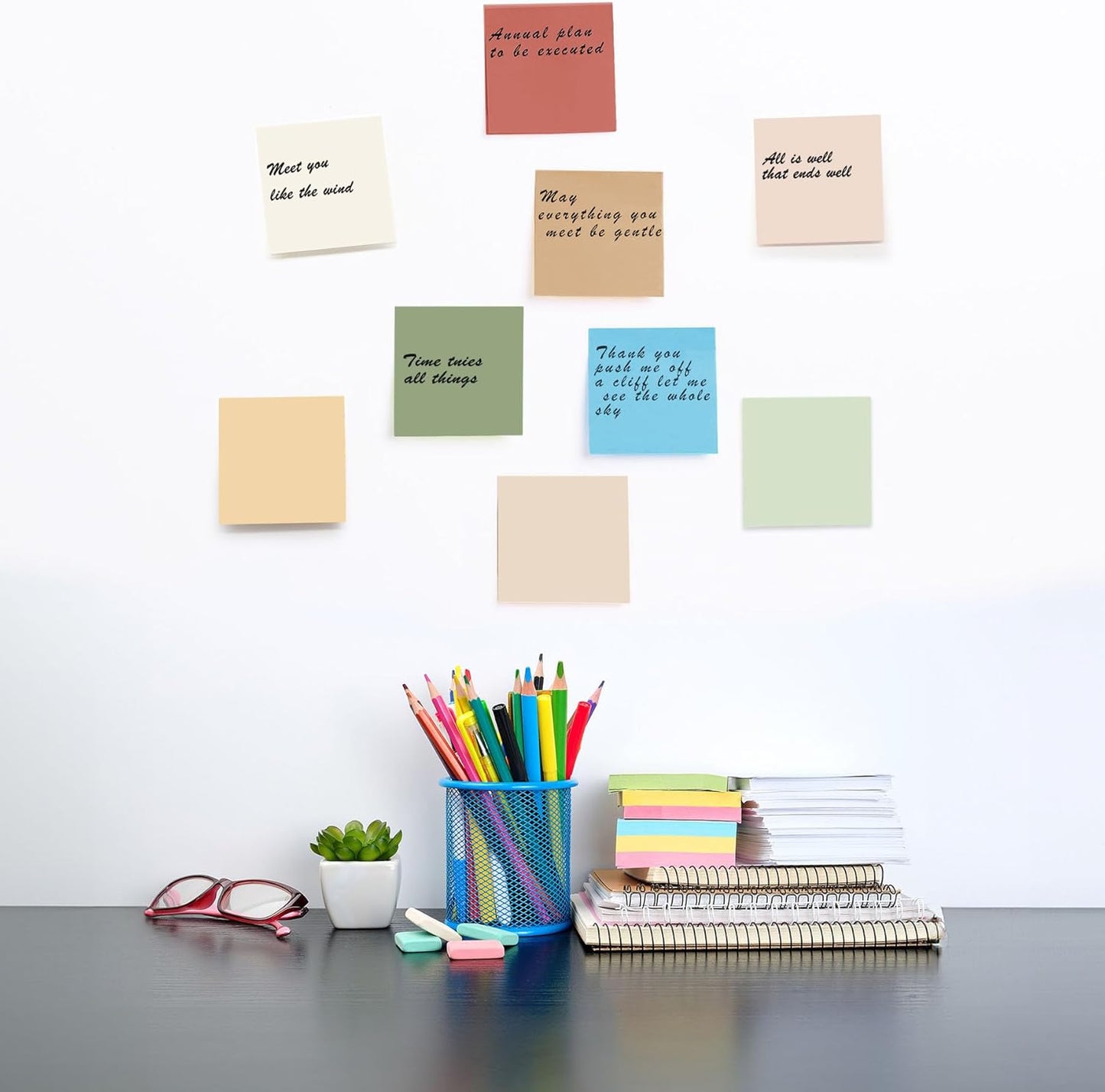 (24 Pack) Sticky Notes 3x3 in., Sticky Note Pads, Vintage Colors Self-Stick Notes Pads, Strong Adhesive, Recyclable, Easy to Post for Home, Office, Notebook