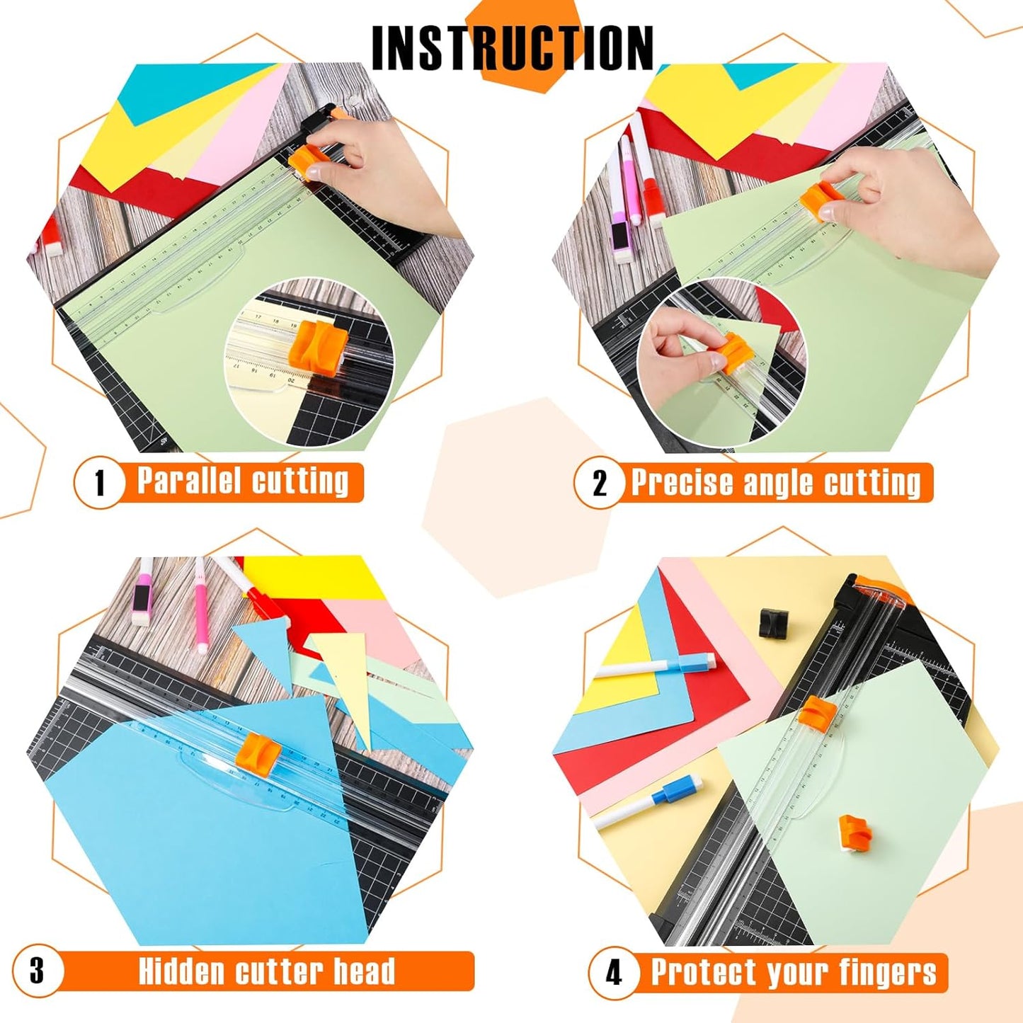 Mudder 10 Pieces Paper Cutter Replacement Blade Cutting Replacement Blades Refill for A4 Black and White Paper Trimmer(Black, Orange)