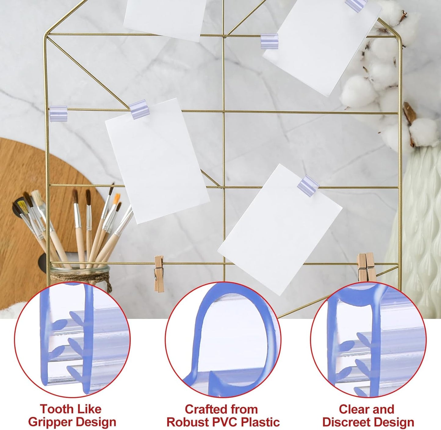 Kathfly 100 Pcs Gridwall Sign Holder Clip 1 Inch Wire Shelf Label Holder Clip on Price Tag Card Display Gridwall Accessories for Wire Rack Slatgrid Shelves & Baskets