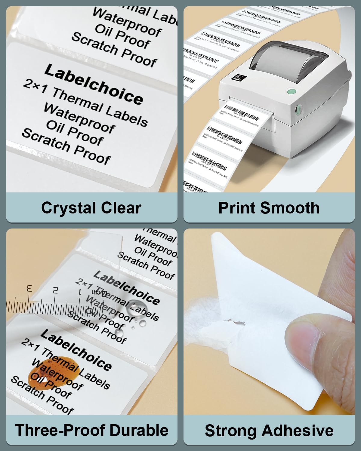 2"x1" 3-Proof Direct Thermal Barcode Labels Rolls for Zebra LP2824 ZD411 ZD410 ZD421 ZD420 GK420D, 24 Rolls 31200 Pcs Waterproof Return Address Label Used with Rollo MUNBYN Desktop Printer