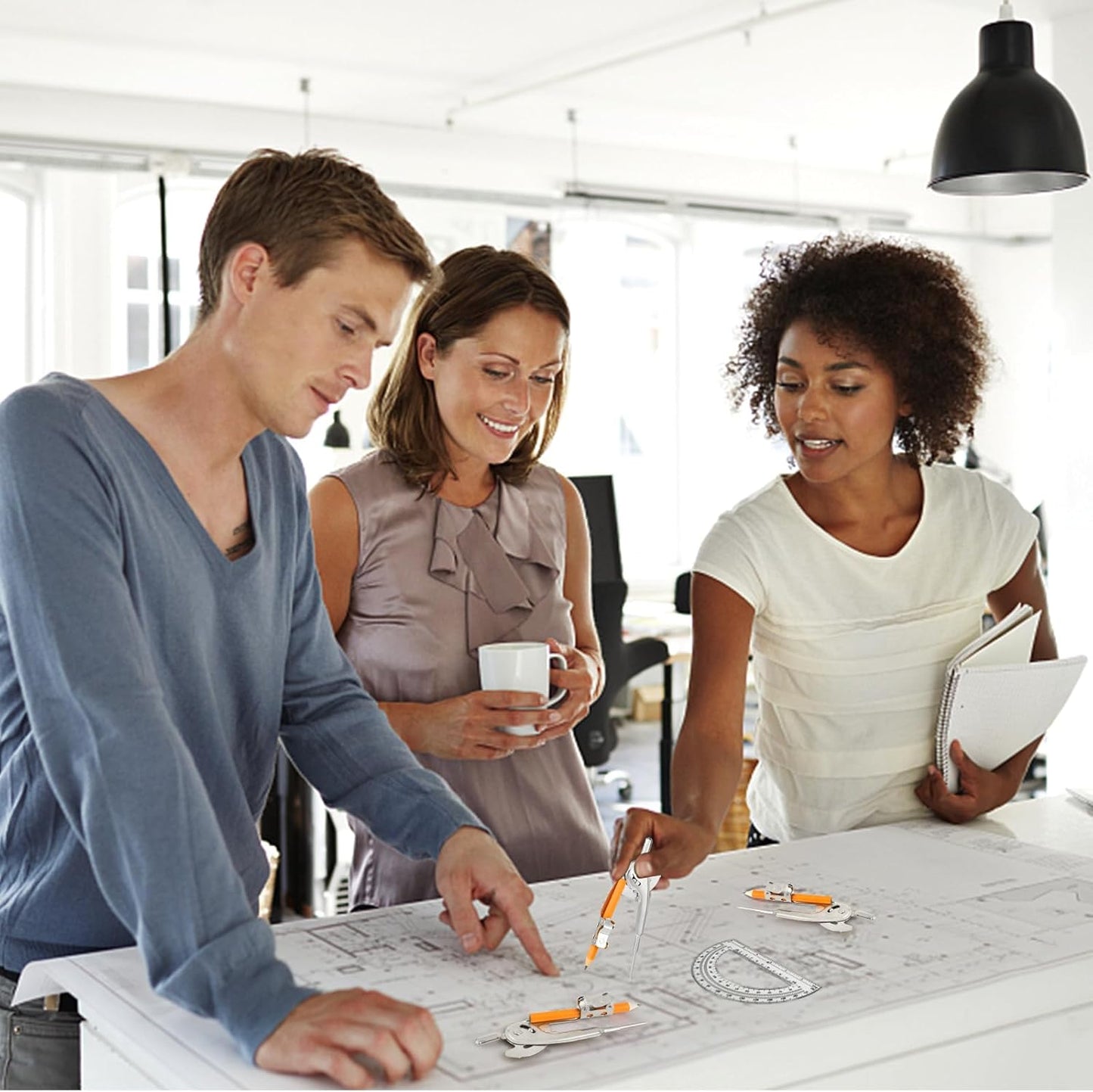 12 Pack Geometry Tool Set, Math Compass for Geometry and 6 Inch Protractor Set Include Metal Compass with Pencil and Clear Plastic Protractor for Student Classroom Office Woodworking Art Drawing