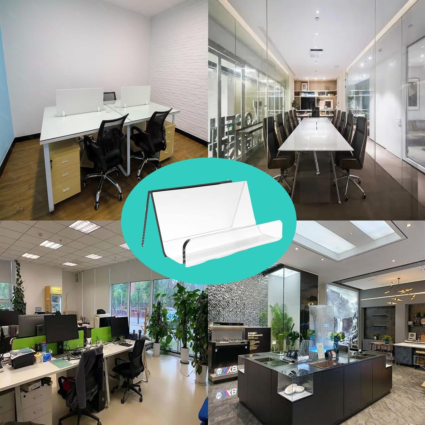 10 Pack Acrylic Business Card Holder for Desk, Business Card Stand Desktop Business Card Holders for Exhibition，Office Acrylic Business Card Stand Display