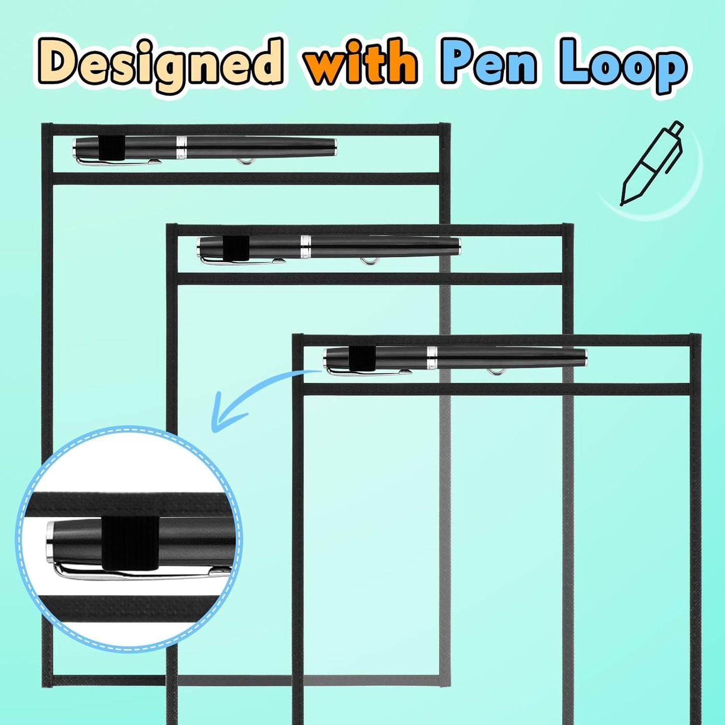30 Packs Dry Erase Pocket Sleeves with 2-Ring, Reusable Clear Plastic Classroom Sleeves, 10x14 Inch Ticket Holders, Plastic Sleeves for School/Office Organization