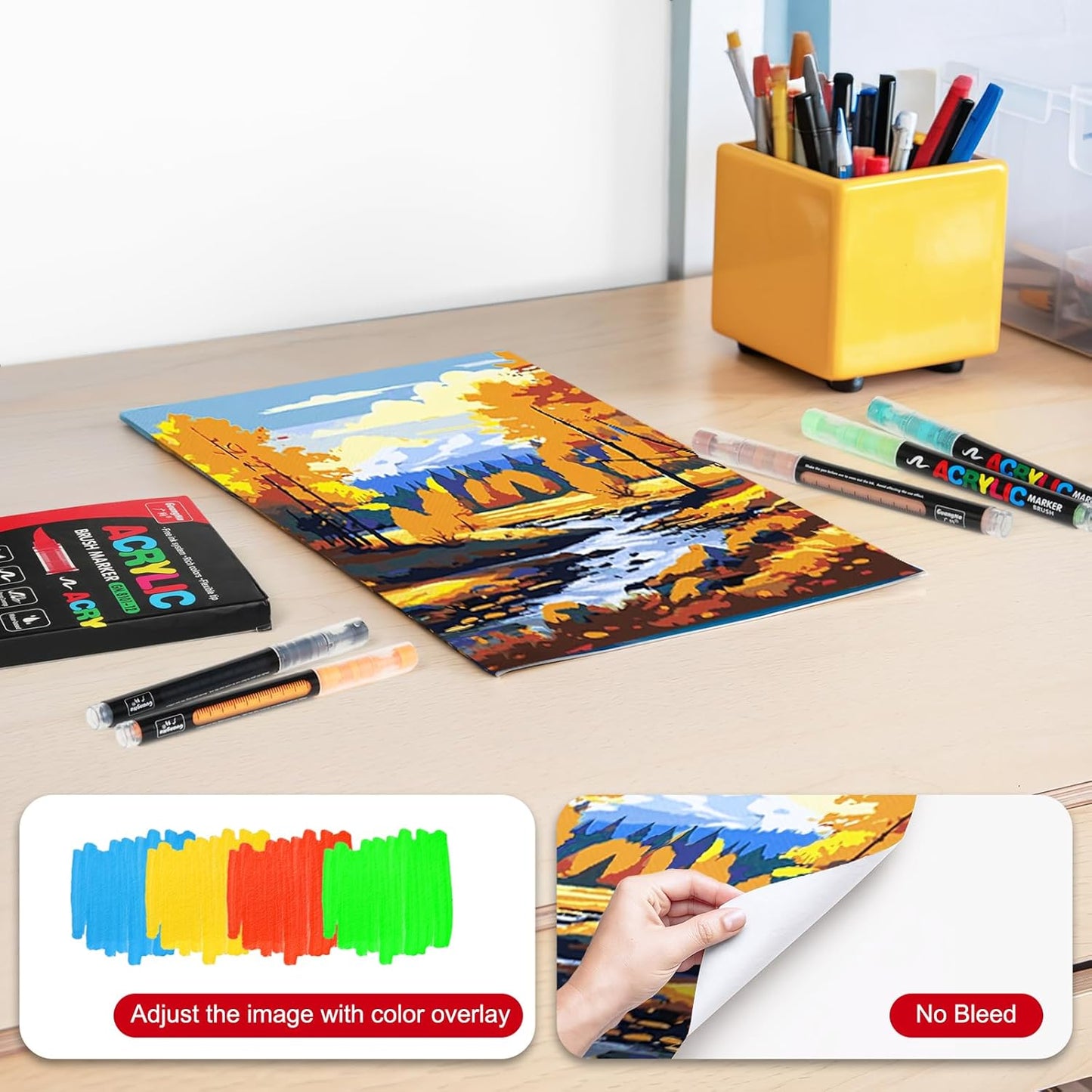 JRQ 240 Colors Acrylic Paint Markers, Brush Tip Acrylic Paint Pens for Wood Rock Glass Canvas Stone Fabric Glass Metal Ceramic Canvas DIY Crafts Art Supplies Kids Gifts