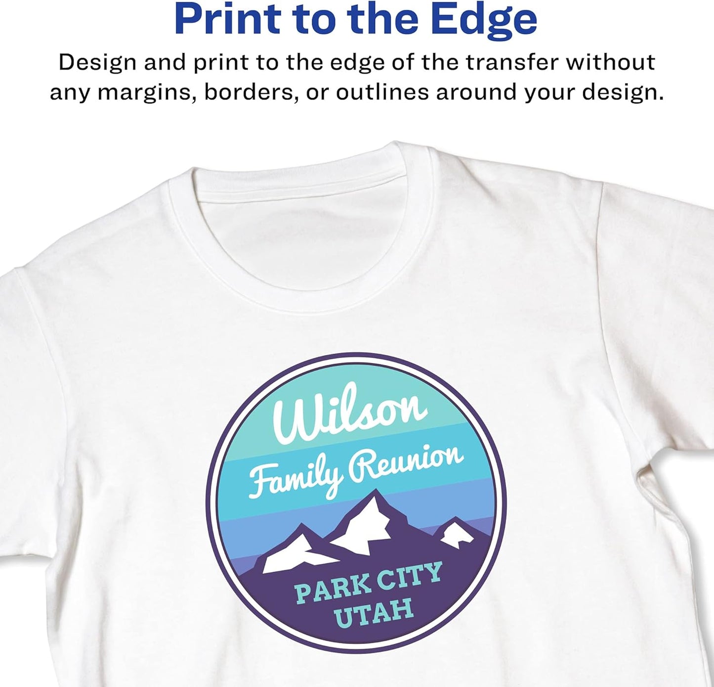 Avery Light Transfer Paper for T-Shirts, 7.5" Diameter Pre Die-Cut Iron-On Circle Transfers, Print-to-the-Edge, 6 Sheets of Heat Transfer Paper, 6 Total (02237)